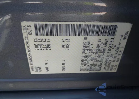 2018 Nissan Maxima 3.5 Sr from USA, damaged, VIN 1N4AA6AP6JC389331